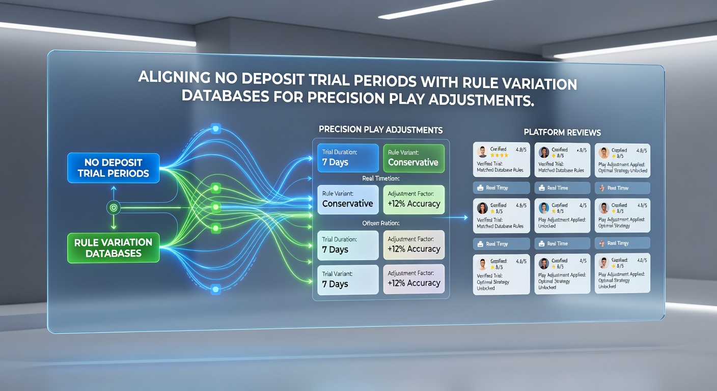 Platform review interface showing no deposit trial periods matched against rule variation entries