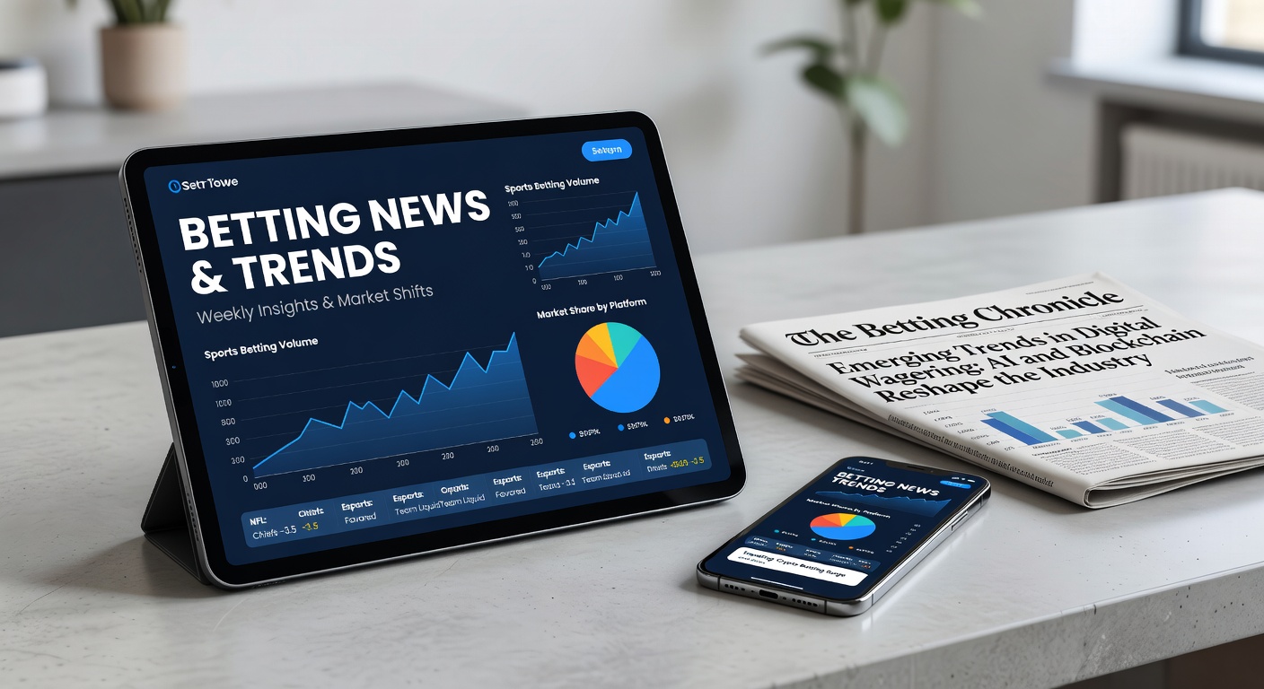 Digital sports betting interface on a mobile device showing New York skyline in background, highlighting online wagering trends