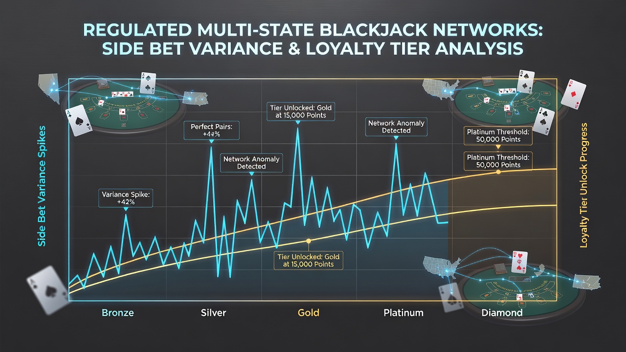 Chart showing side bet variance trends aligned with loyalty tier progression in multi-state blackjack platforms