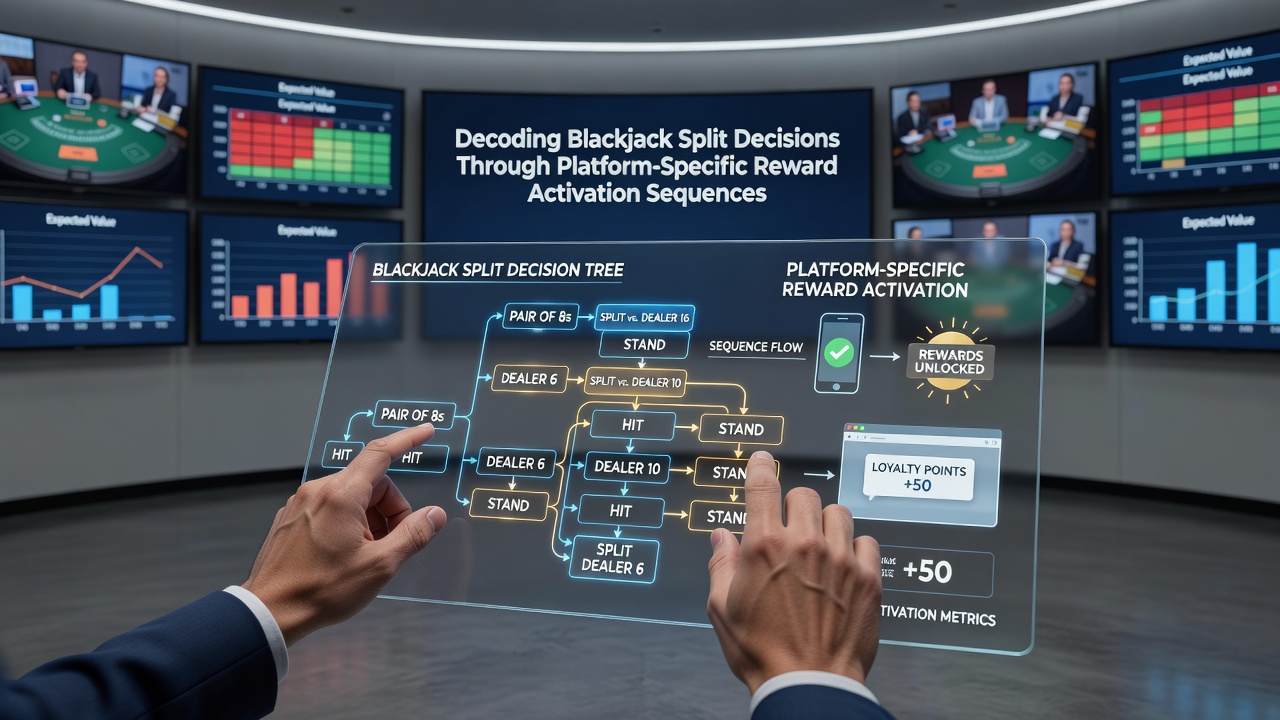 Blackjack table layout showing paired cards and digital reward indicators on a multi-platform interface