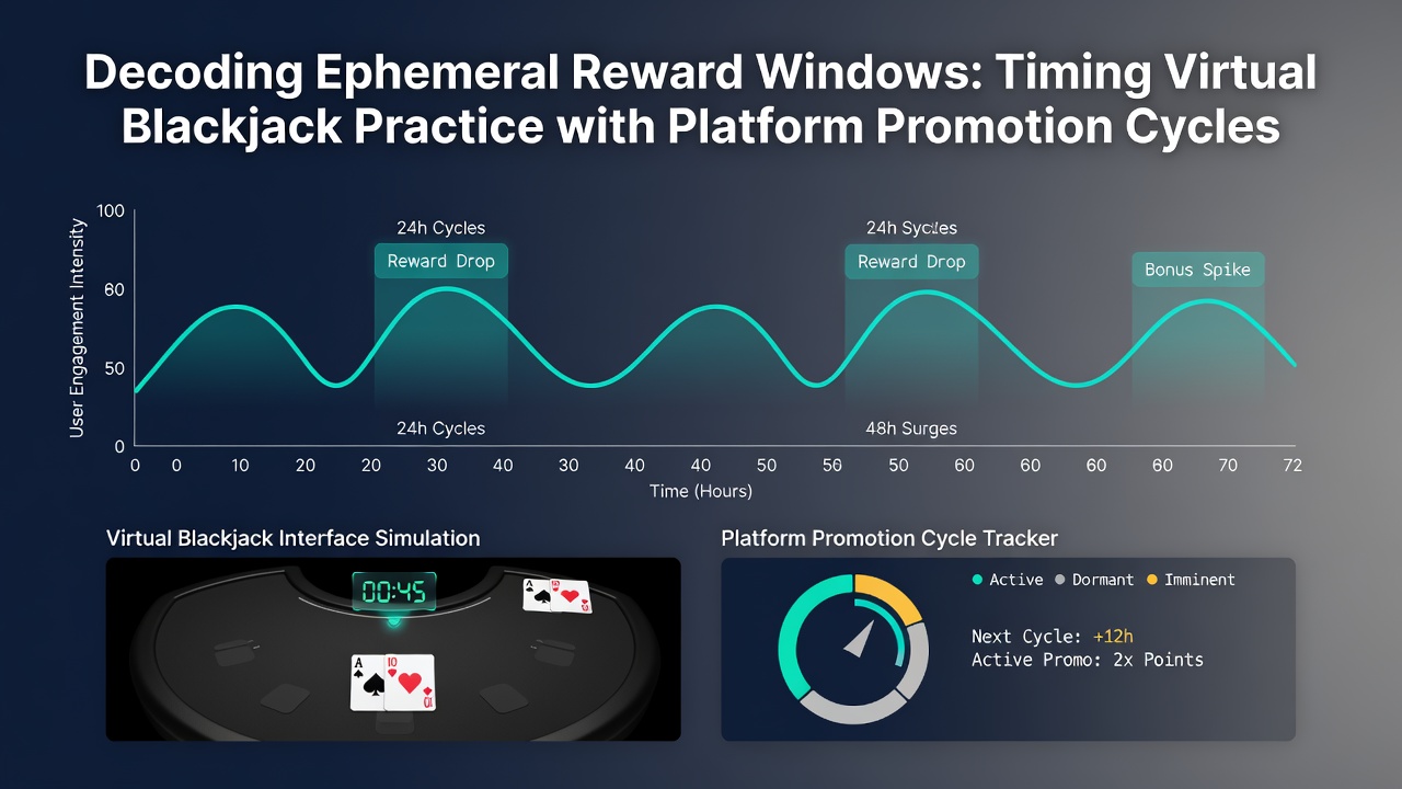 Chart displaying promotion cycle timelines overlaid with blackjack simulator session data points