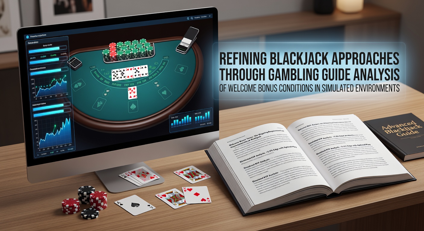 Blackjack simulation dashboard displaying welcome bonus terms and strategy adjustments