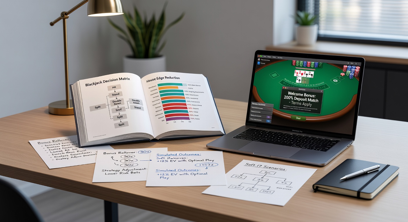 Player analyzing bonus wagering progress on a blackjack practice platform