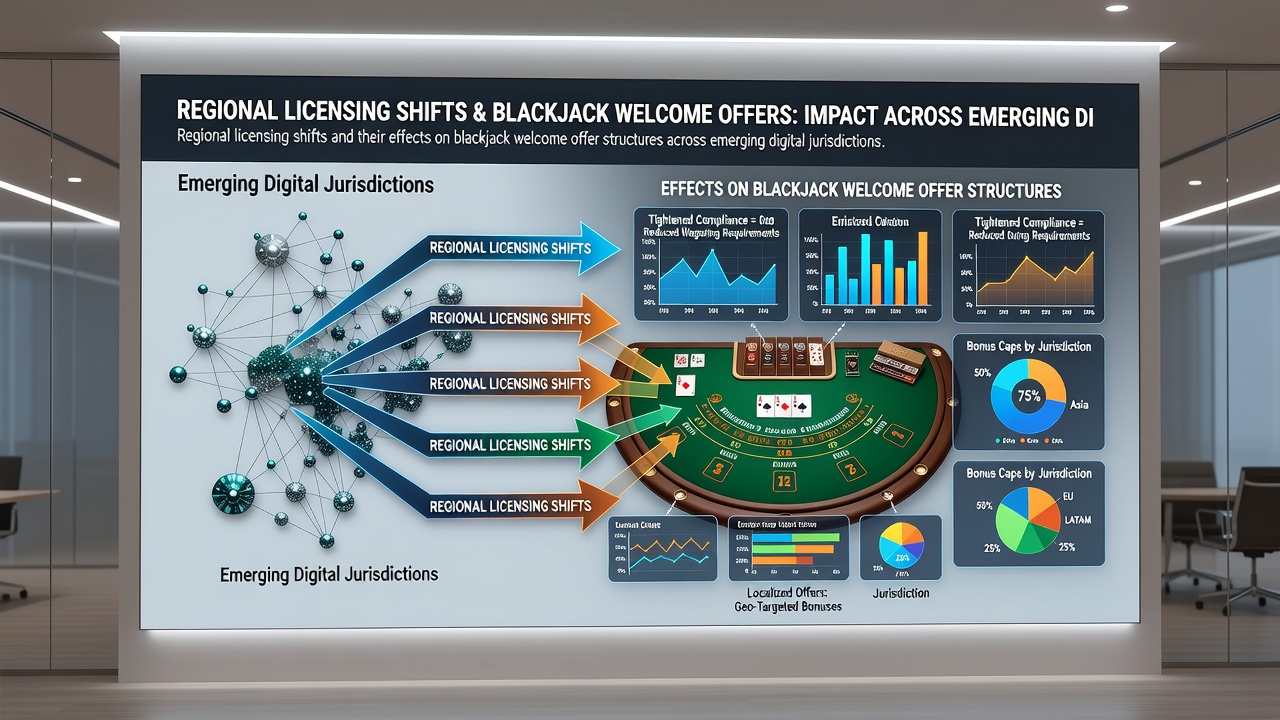Blackjack welcome bonus charts showing regional licensing variations and offer adjustments