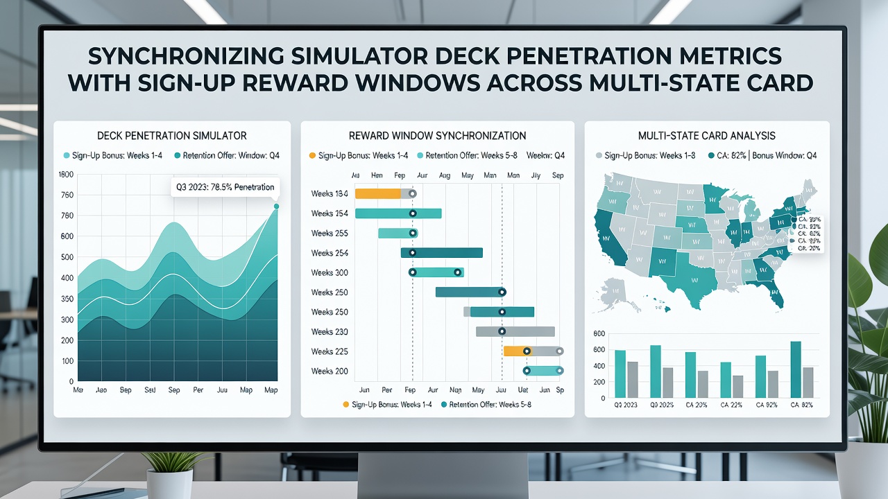 Detailed view of synchronized metrics showing deck penetration percentages matched to sign-up reward expiration dates across several state platforms