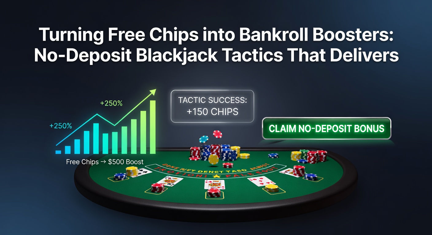 Strategic blackjack hand showing basic strategy play turning a no-deposit bonus into withdrawable profits